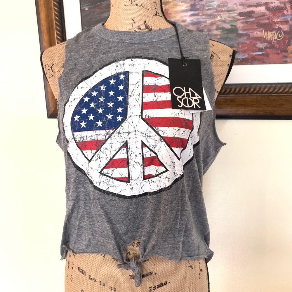 Chaser Peace Sign American Flag Tank - Picture 3 of 4
